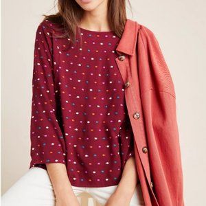 Anthropologie Maeve Dottie Embroidered Blouse